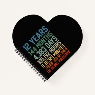 Vintage 12th Birthday Gift 12 Years Old Notebook