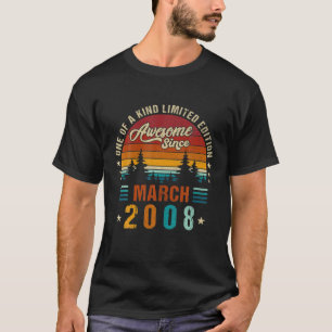Vintage 14Th Birthday Awesome Since March 2008 T-Shirt