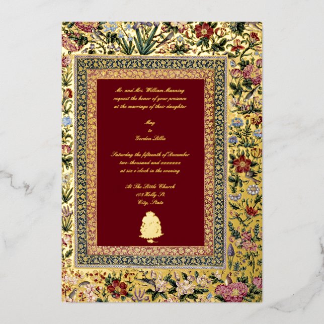 Vintage 1618 Elegant Indian Birds & Floral Wedding (Front)