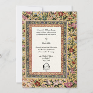 Vintage 1618 Elegant Indian Birds & Floral Wedding Invitation
