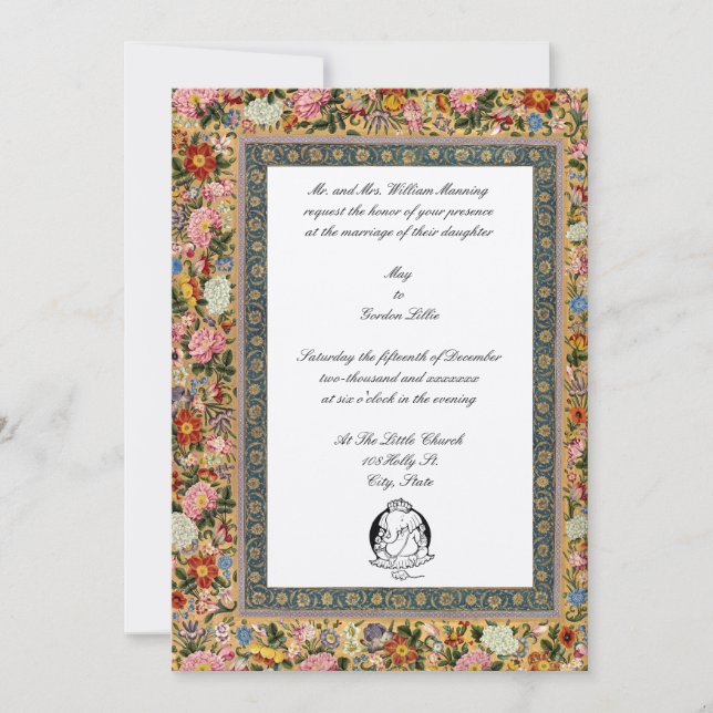 Vintage 1618 Elegant Indian Floral Wedding Invitation (Front)