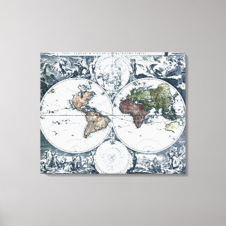 Vintage 1658 Nicolao Visscher World Map Canvas Print