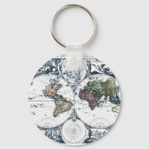 Vintage 1658 Nicolao Visscher World Map Key Ring