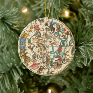 Vintage 1660 Southern Hemisphere Star Map Ceramic Tree Decoration