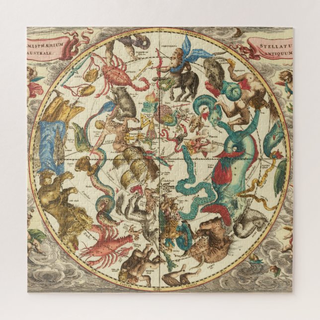 Vintage 1660 Southern Hemisphere Star Map Jigsaw Puzzle (Vertical)