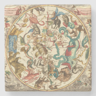 Vintage 1660 Southern Hemisphere Star Map Stone Coaster