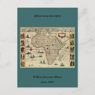 Vintage 1660's Africa Map by Willem Janszoon Blaeu Postcard