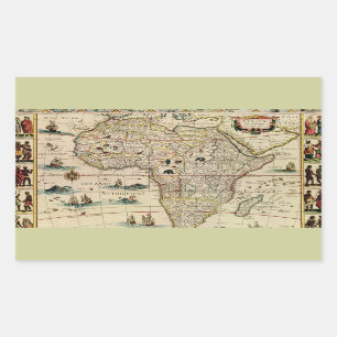 Vintage 1660's Africa Map by Willem Janszoon Blaeu Rectangular Sticker
