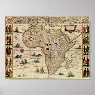 Vintage 1660's Africa Map Poster