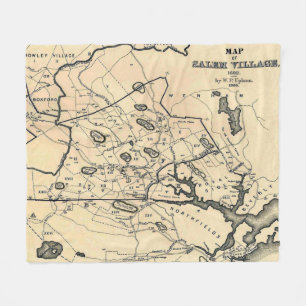 Vintage 1692 Map of Salem Massachusetts (1866) Fleece Blanket