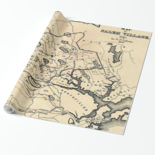 Vintage 1692 Map of Salem Massachusetts (1866) Wrapping Paper