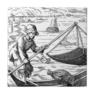 "Vintage-16th Century Fisherman" Tile