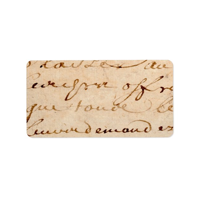 Vintage 1700s French Letters Antique Tan Paper Label (Front)