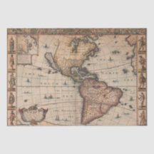 Vintage 1700s Map of America Shabby Chic Decoupage