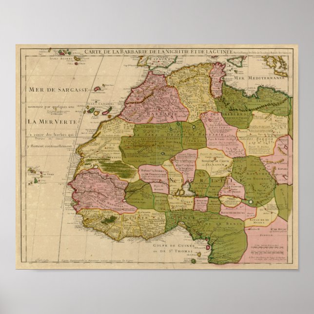 Vintage 1707 North Africa Map Poster (Front)