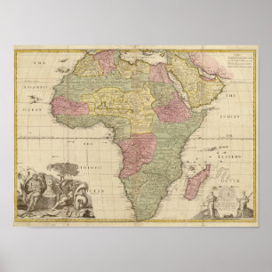 Vintage 1725 Africa Map Poster
