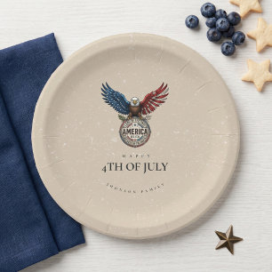 Vintage 1776 4th of July Patriotic BBQ Party Paper Plate