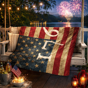 Vintage 1776 American Flag Patriotic Fleece Blanket