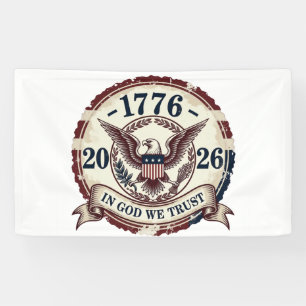 Vintage 1776 Eagle Badge Patriotic Banner