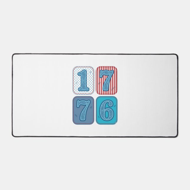 Vintage 1776 Patriotic Patchwork Desk Mat (Front)