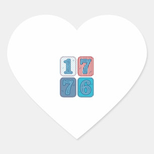 Vintage 1776 Patriotic Patchwork Heart Sticker
