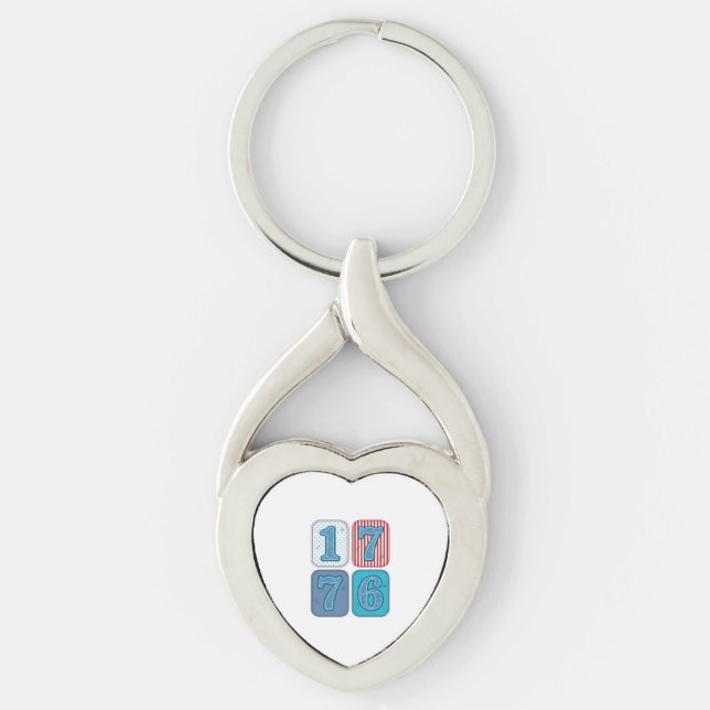Vintage 1776 Patriotic Patchwork Key Ring (Front)