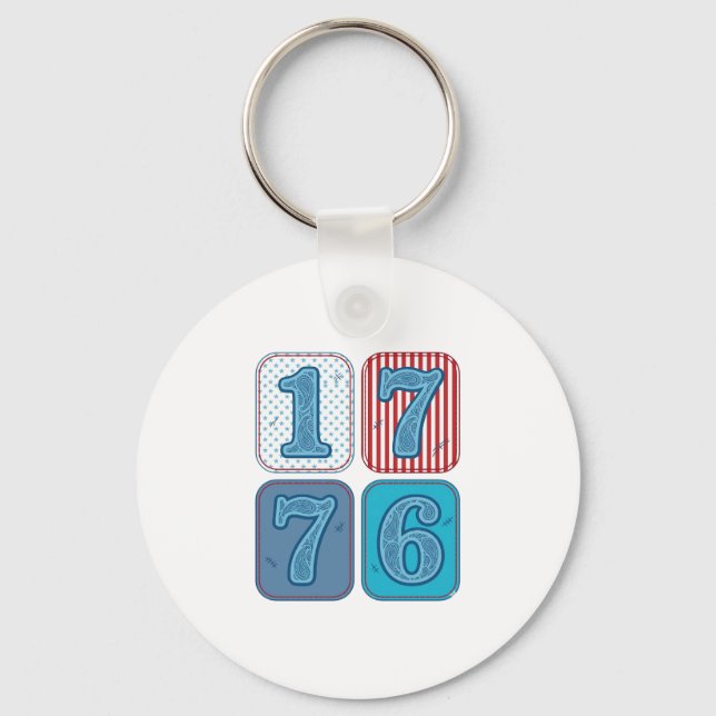 Vintage 1776 Patriotic Patchwork Key Ring (Front)