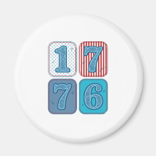 Vintage 1776 Patriotic Patchwork Magnet
