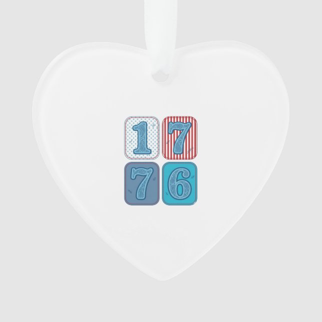Vintage 1776 Patriotic Patchwork Ornament (Front)
