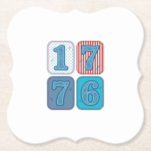 Vintage 1776 Patriotic Patchwork Paper Coaster