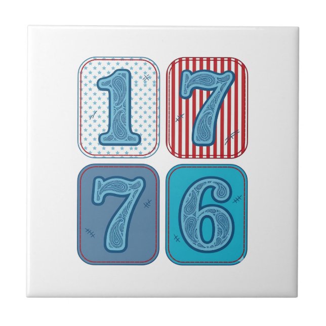 Vintage 1776 Patriotic Patchwork Tile (Front)