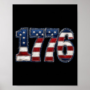 Vintage 1776 Patriotic Usa Flag July 4th Men Women Poster