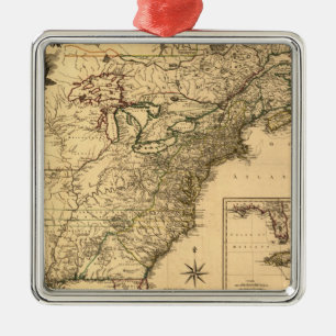 Vintage 1777 American Colonies Map by Phelippeaux Metal Tree Decoration