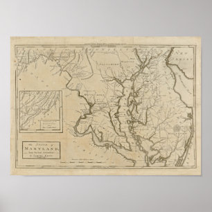 Vintage 1795 Maryland Map Poster