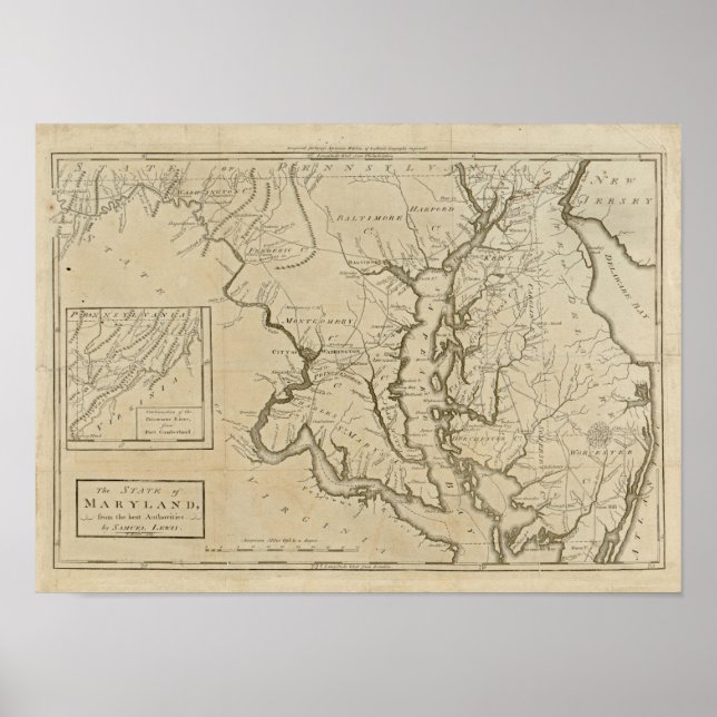 Vintage 1795 Maryland Map Poster (Front)