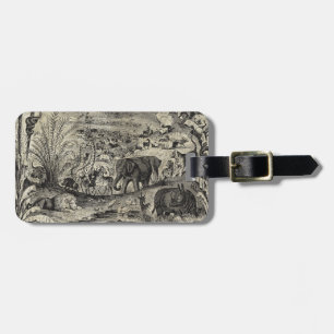 Vintage 1800s African Animal Illustration Animals Luggage Tag