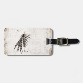 Vintage 1800s Angling Fly Fishing Flies Old Hooks Luggage Tag