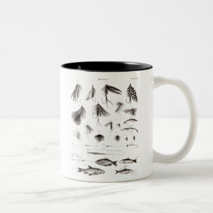 Vintage 1800s Angling Fly Fishing Flies Old Hooks Two-Tone Coffee Mug