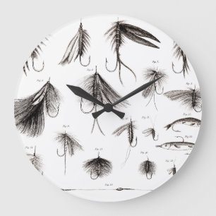 Vintage 1800s Angling Fly Fishing Lure Flies Lure Large Clock