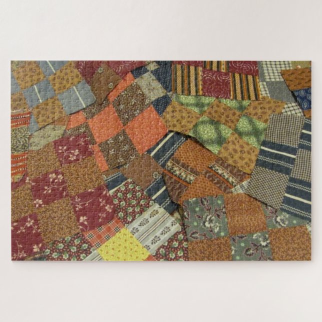 Vintage 1800's Antique Fabric Quilt Blocks Jigsaw Puzzle (Horizontal)