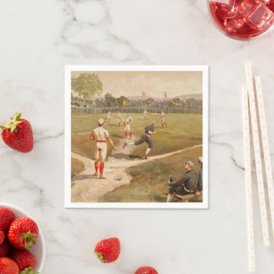 Vintage 1800s Baseball Game Sport Theme Party Napkin