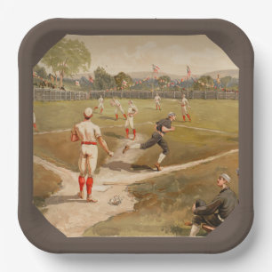 Vintage 1800s Baseball Game Sport Theme Party Paper Plate