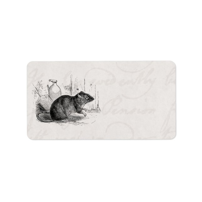 Vintage 1800s Brown Barn Rat Rats Illustration Label (Front)