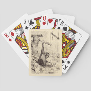 Vintage 1800s Chimpanzee Rabbit Monkey Bunny Chimp Playing Cards