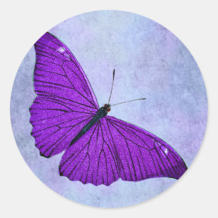 Vintage 1800s Dark Purple Butterfly Illustration Classic Round Sticker