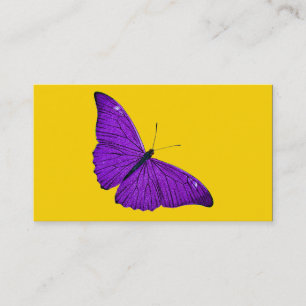 Vintage 1800s Dark Purple Butterfly on Yellow Business Card