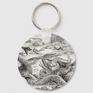 Vintage 1800s Dinosaur Illustration - Dinosaurs Key Ring