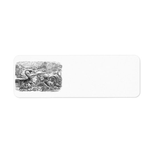 Vintage 1800s Dinosaur Illustration - Dinosaurs Return Address Label