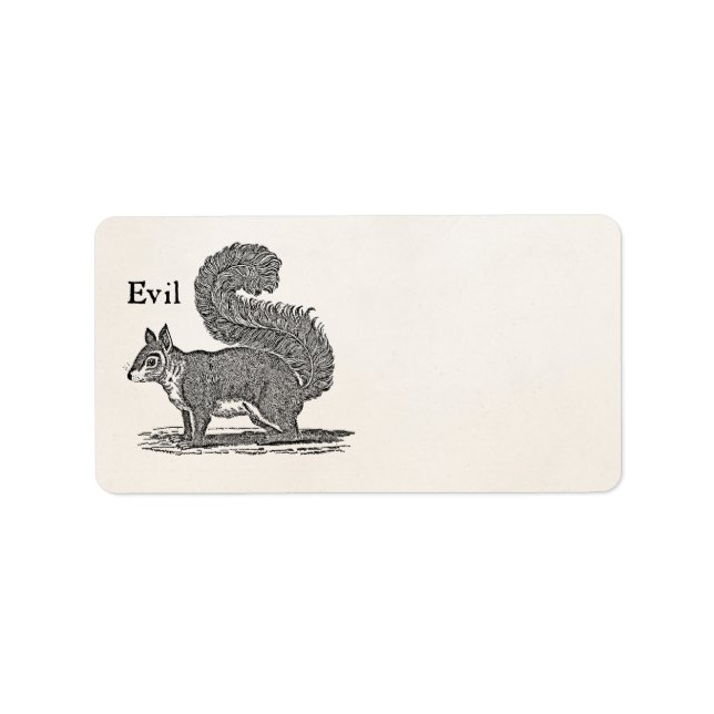Vintage 1800s Evil Squirrel Illustration Label (Front)