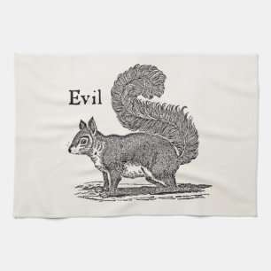 Vintage 1800s Evil Squirrel Illustration Tea Towel